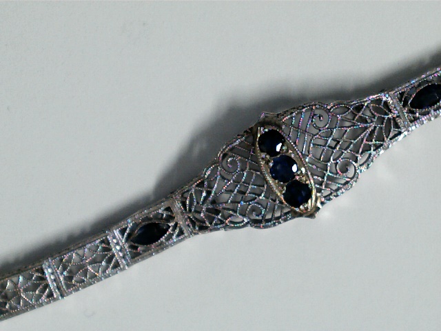 Art Deco Sapphire & Platinum Filigree Bracelet
